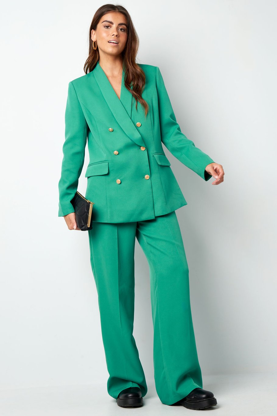 Übergroßer Blazer mit goldenen Knöpfen – Lila h5Bild7